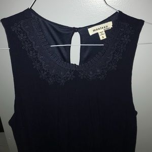 Montreal Los Angeles Navy Lace-Collared Dress
